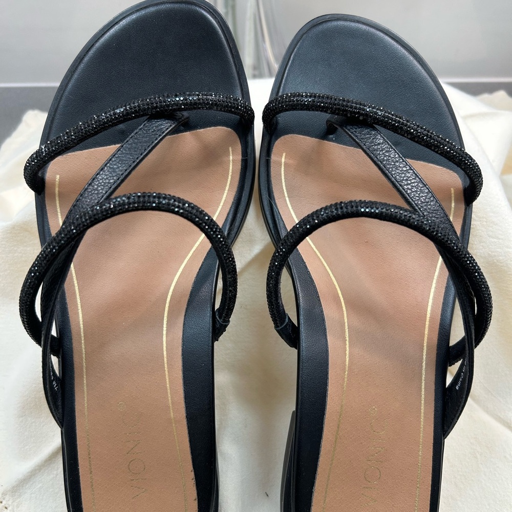 Vionic PRISM black sparkly leather sandals Sz 7 - Picture 5 of 9
